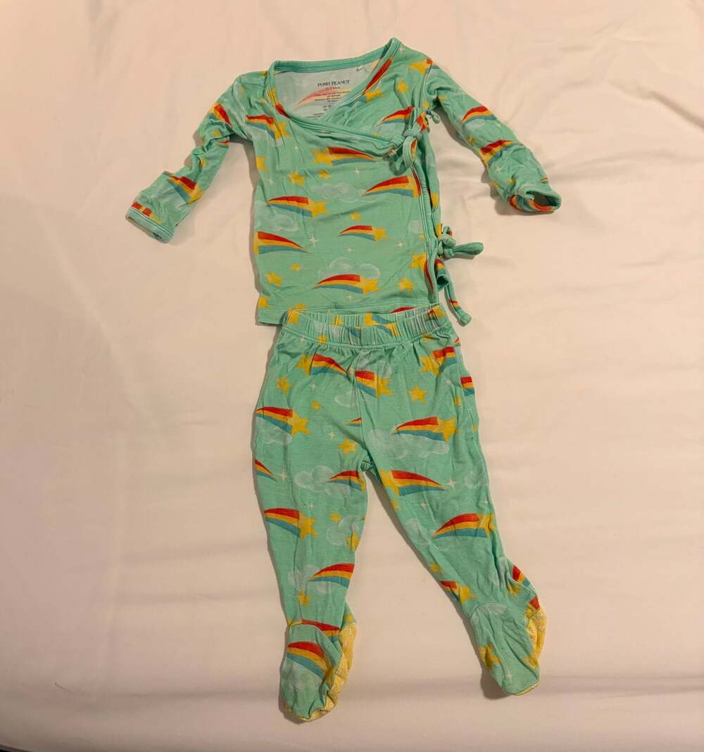 Posh Peanut Baby Footie Pajama Set 0-3 Mos Rainbow Star Print